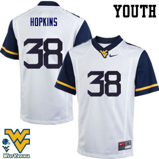 Youth West Virginia Mountaineers NCAA #38 Jamicah Hopkins White Authentic Nike Stitched College Football Jersey BS15C37PS